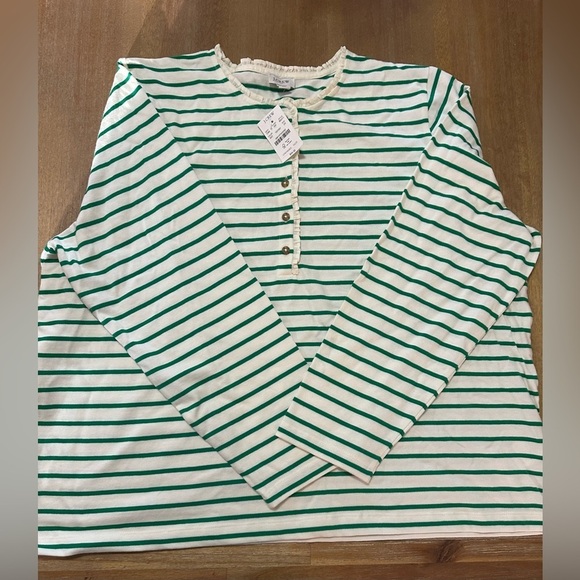 NWT J Crew Women’s Striped Henley 100% Cotton size 2x - Picture 2 of 10